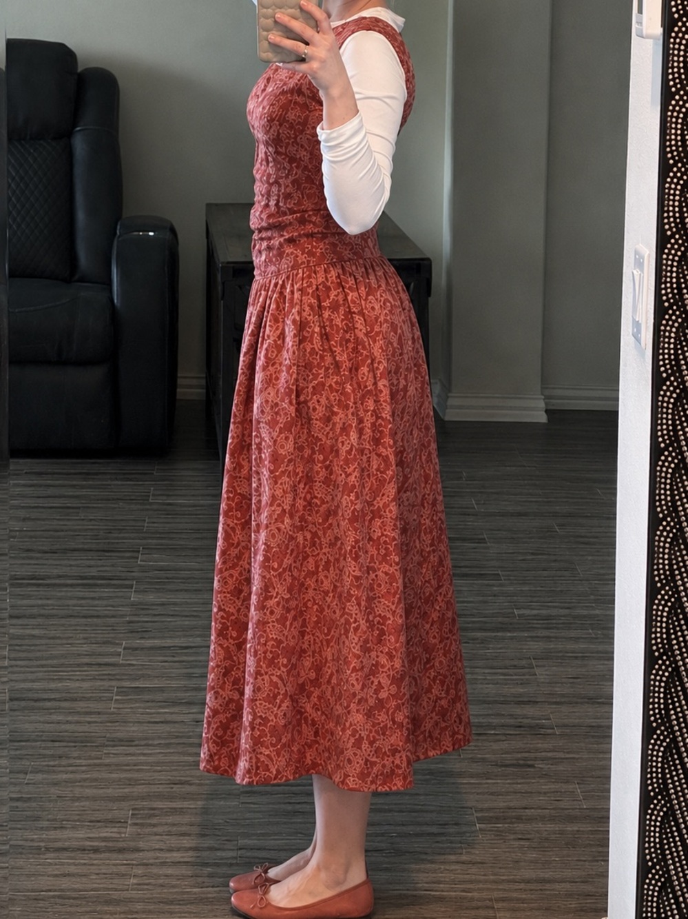 Rust Floral Sleeveless Midi Dress - Timeless Women’s Dress